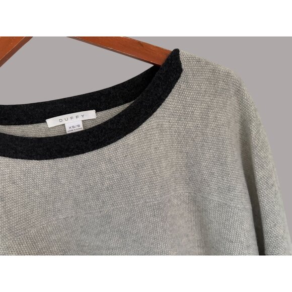 Duffy Oversized Sweater Tunic XS/S Gray & Black Cashmere Blend Boatneck Pullover - Picture 5 of 10